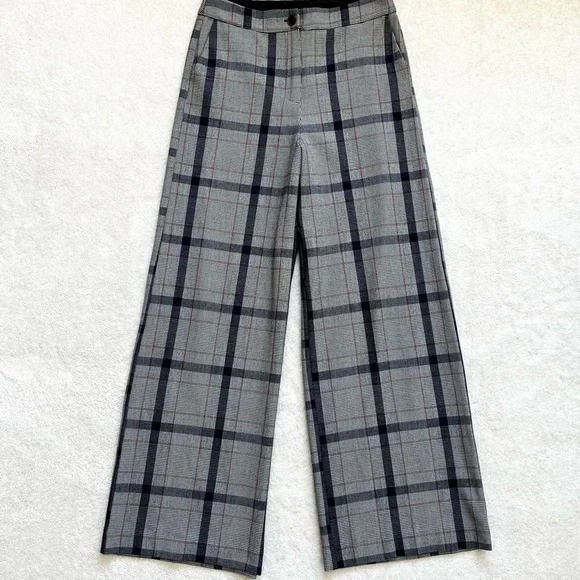 STELLA NOVA WOMENS NAVY PLAID WIDE LEG PANTS SIZE 36 or SMALL CONTEMPORARY - Picture 11 of 11